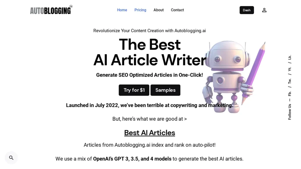 Découvrez Autoblogging.ai | Logiciel IA Gratuit