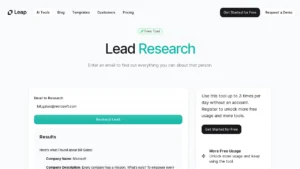 Lead Research Tool by Leap AI | Logiciel IA Gratuit
